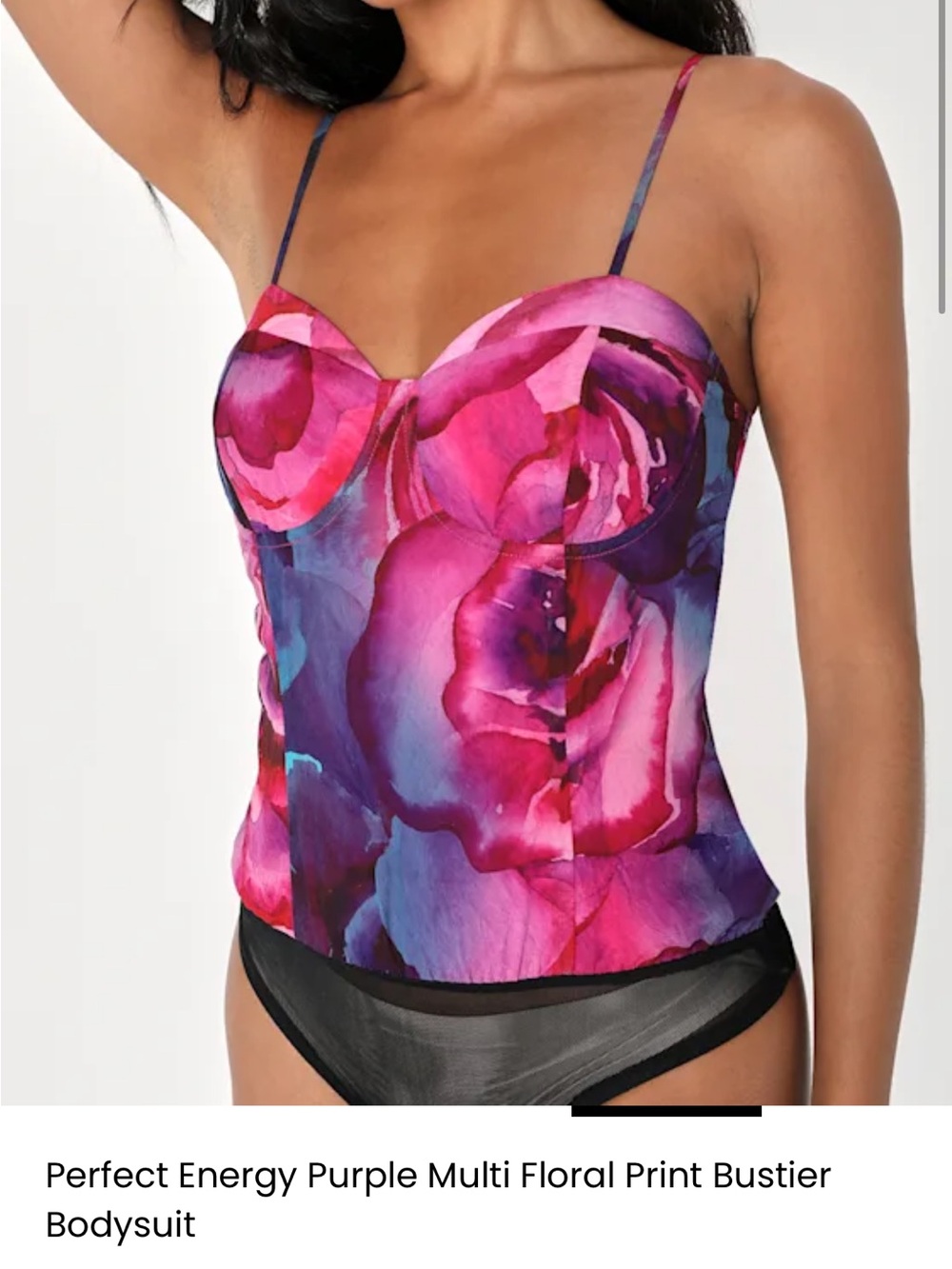 Lulu's Purple Multi Floral Bustier Bodysuit